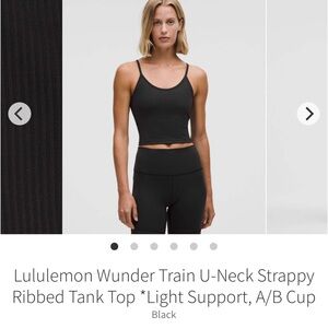 Lululemon Wunder Train U-Neck Strappy Ribbed Tank Top *Light Support, A/B Cup